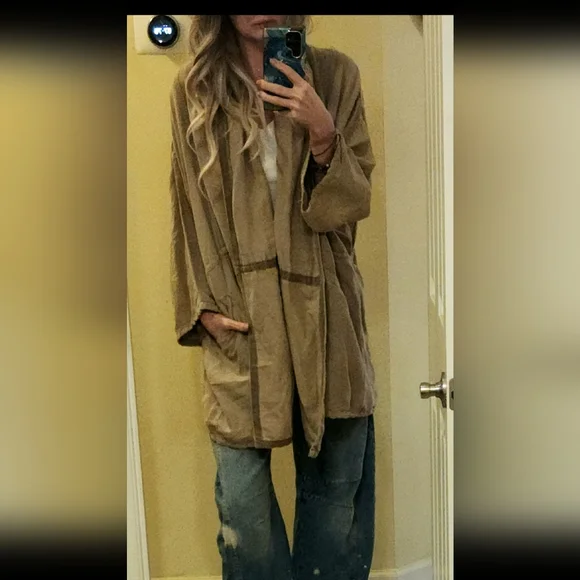 RARE Vintage Free People Linen Blend Cardigan Kimono Jacket